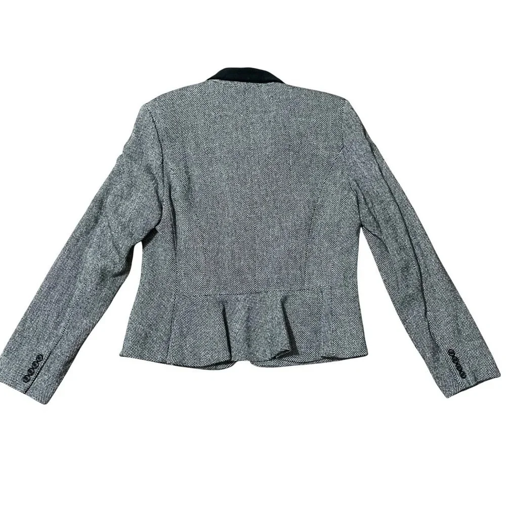 Chaps Womens Wool & Velvet Blazer Gray Tweed Size 8 Equestrian Classic Old Money - Picture 2 of 8
